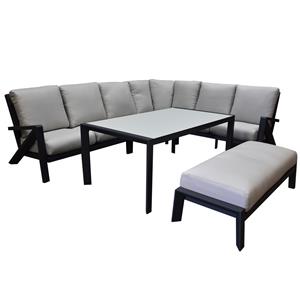 AVH-Outdoor Fortaleza dining hoek loungeset 6 delig antraciet aluminium