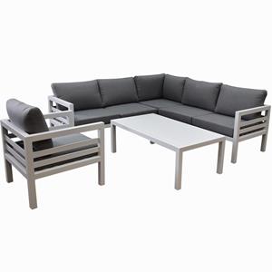 AVH-Outdoor Fabri hoek loungeset 5 delig wit aluminium