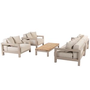 4 Seasons Outdoor Raffinato stoel bank loungeset 5 delig aluminium latte 