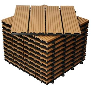 ECD Germany Terrassenfliesen 30x30 cm 11er Set für 1m² Teak aus WPC