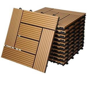 ECD Germany Terrassenfliesen 11er Set für 1m² 30x30 cm Teak aus WPC