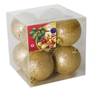 Gerimport Kerstballen - 8 Stuks - Goud - Kunststof - Glitters - D7 Cm