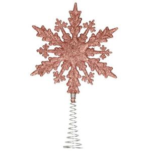 Kerstboom Piek - Sneeuwvlok - Kunststof - Donker Roze - 20 Cm