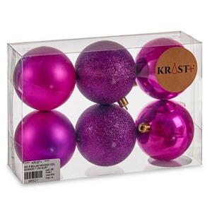 Krist+ Kerstballen - 6x St - Paars - Kunststof - 7 Cm