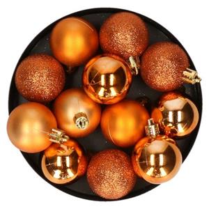Krist+ Kerstballen - 12x Stuks - Oranje - Kunststof - 4 Cm