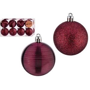 Krist+ Luxe Kerstballen - 8x Stuks - Wijn/bordeaux Rood - Kunststof-6 Cm