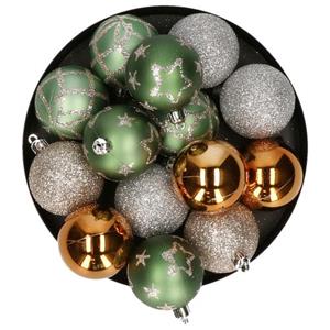 ATMOSPHERA Kerstballen - 15x - Kunststof - Mix Kleur Groen - 5 Cm