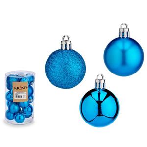 Krist+ Kerstballen - 20x Stuks - Helder Blauw - Kunststof - 4 Cm