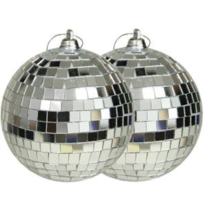 Othmar Decorations Kerstballen - Disco - 2x St - Zilver - 10 Cm