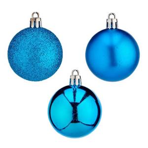 Krist+ Kerstballen - 24x St- Helder Blauw - 5 Cm - Kunststof - Mix