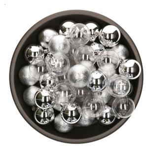 Decoris Kunststof Kerstballen - 25x Stuks - 8 Cm -zilver