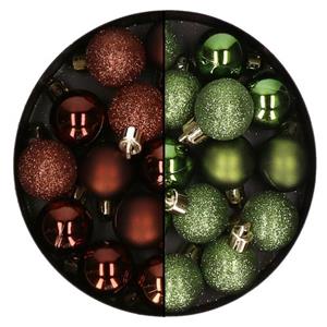 Kerstballen Mini - 40x - Appelgroen En Donkerbruin - 3 Cm - Kunststoff