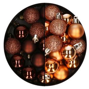 Kerstballen Mini - 40x - Koper En Donkerbruin - 3 Cm - Kunststoff