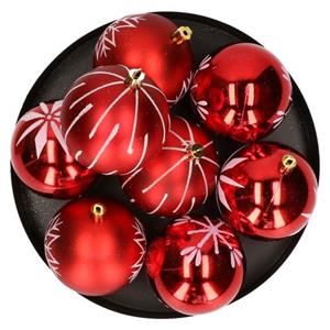 Feeric lights & Christmas Feeric Lights And Christmas Kunststof Kerstballen- 8x- 8cm -rood