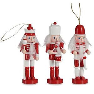 Krist+ Kerstboom Notenkrakers - 3x St- Rood/wit 12,5 Cm - Hout