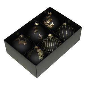 Othmar Decorations Kerstballen - 6x - Glas - 8 Cm - Zwart