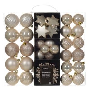 Decoris Kerstballen En Ornamenten - 40x - Kunststof - Champagne - Mix