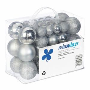 RELAXDAYS Kerstballen - 50x St - Zilver - 3, 4 En 6 Cm -kunststof