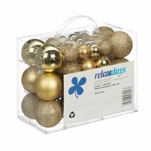RELAXDAYS Kerstballen - 50x St - Goud - 3, 4 En 6 Cm -kunststof