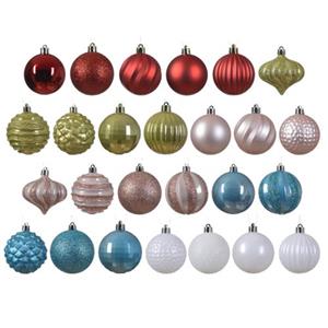 Decoris Luxe Kerstballen - 30x - Plastic - Gekleurd - 7 Cm