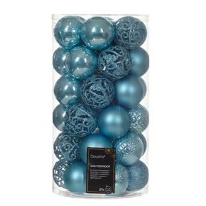 Decoris Kerstballen - 37x -ijs Blauw 6 Cm -kunststof