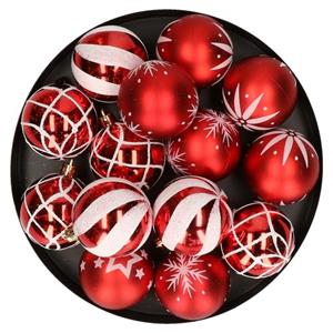 Feeric lights & Christmas Feeric Christmas Gedecoreerde Kerstballen -25x - 6cm - Rood