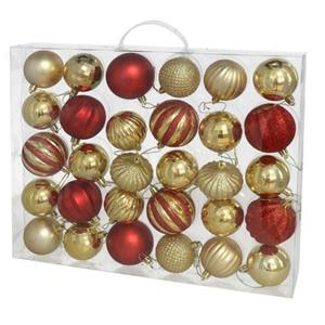 Gerimport Kerstballen - Kunststof - 54x St - Rood-goud - Mix