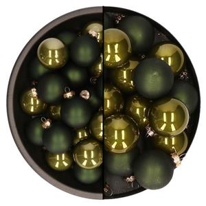 Othmar Decorations Kerstballen - 66x St - Donker Olijf Groen - Glas - 4 En 6 Cm