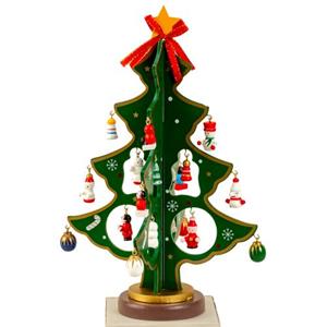 Iko - Houten Kerstboom - Klein - Met Hangers 25 Cm -kinderen