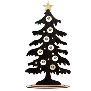 Iko - Vensterbank Kerstboom - Zwart -hout -44,5 Cm -met Belletjes