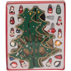 Iko - Houten Kerstboom - Klein - Met Hangers 28 Cm -kinderen