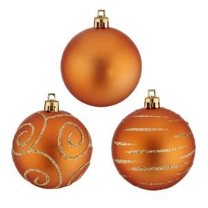 Krist+ Kerstballen - 30x St - Oranje - Gedecoreerd - Kunststof - 6 Cm