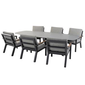 4 Seasons Outdoor Montana Proton low dining tuinset 280x113xH75 cm 7 delig ovaal HPL antraciet 