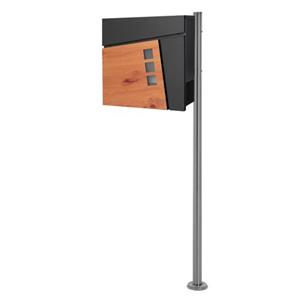 ML-Design Brievenbus Zuil Met Krantenvak, Brievenbusstandaard Zilver 120 Cm Roestvrij Staal