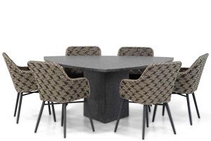Lifestyle Garden Furniture Lifestyle Crossway/Graniet 170 cm triangel dining tuinset 7-delig