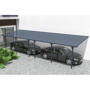 Cazeboo Aangebouwde Pergola/carport 30m² Kleo 1000l300 Aluminium Grijs