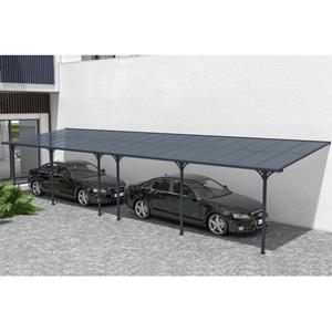 Cazeboo Aangebouwde Pergola/carport 33m² Kleo 1100l300 Aluminium Grijs