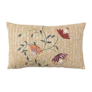 Xenos Kussen Embroidery bloem - bruin - 30x50 cm