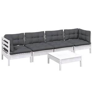 VidaXL 5-delige Loungeset met kussens massief grenenhout