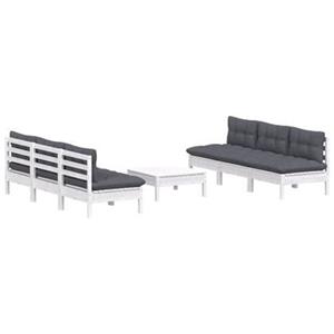 VidaXL 7-delige Loungeset met antracietkleurige kussens grenenhout