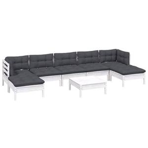 VidaXL 8-delige Loungeset met kussens grenenhout wit