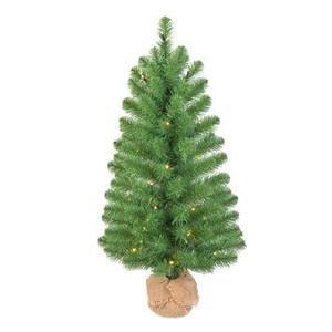 Black Box Trees Black Box Kunstkerstboom Roundstone Fir - 90x48 Cm - 40led Warmwit - Groen