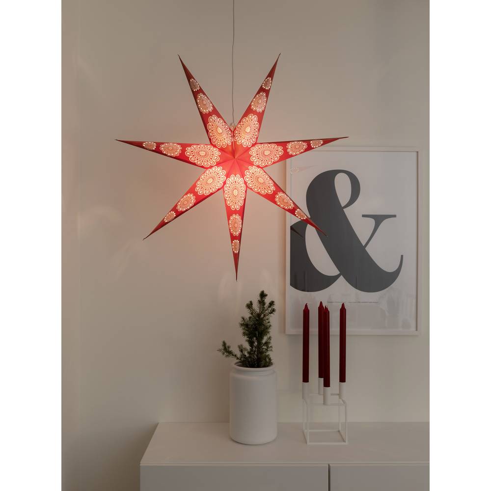 konstsmide Weihnachtsstern Glühlampe, LED Rot, Weiß mit Ständer