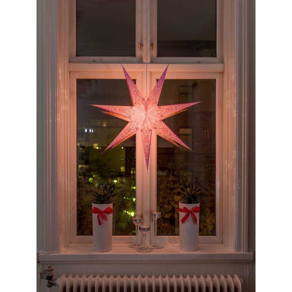 Konstsmide 2982-134 Kerstster Gloeilamp, LED Pink Geborduurd, Uitgestanst motief, Schakelaar