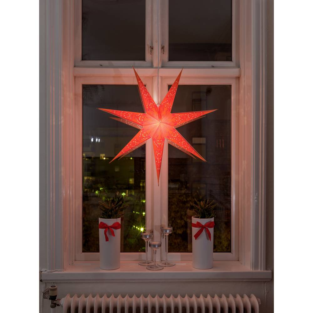 Konstsmide 2982-185 Weihnachtsstern Glühlampe, LED Orange bestickt, mit ausgestanzten Motiven, mit