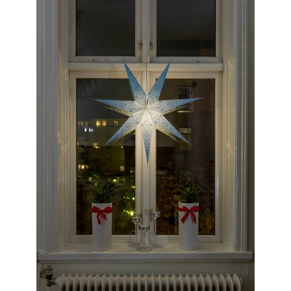 Konstsmide 2982-400 Weihnachtsstern Glühlampe, LED Blau bestickt, mit ausgestanzten Motiven, mit Sc