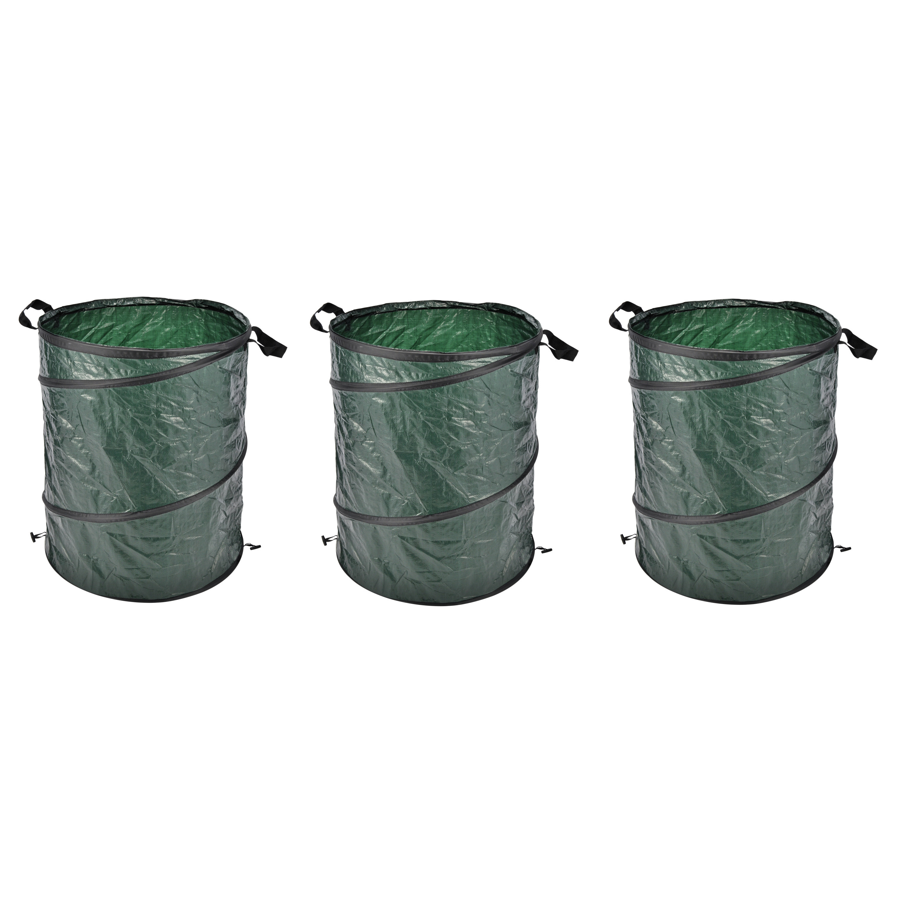HI 3x stuks groene pop-up tuinafvalzak 130 liter -