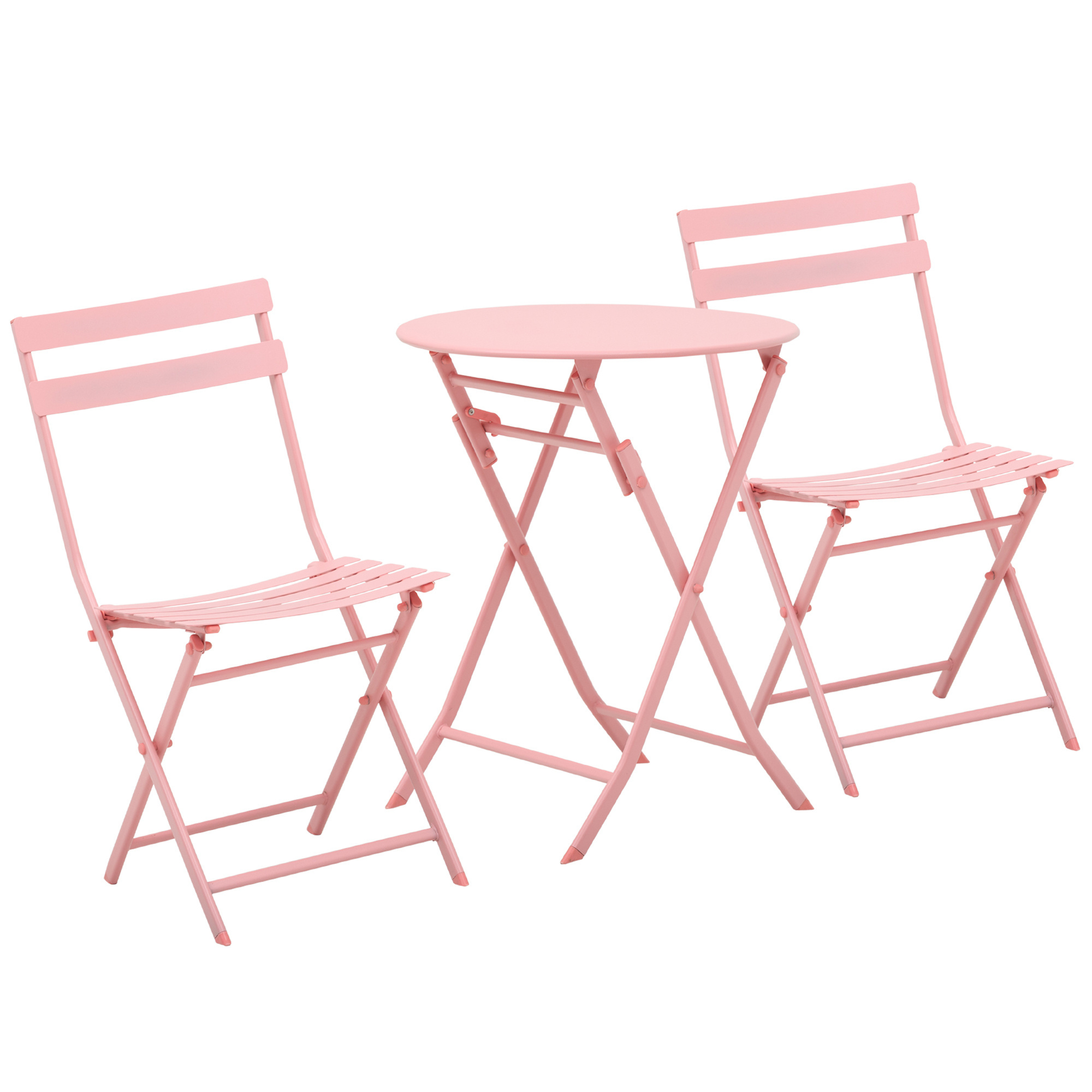 Sunny Tuinset metalen meubelset 3-delig. Bistrotafel met 2 stoelen roze