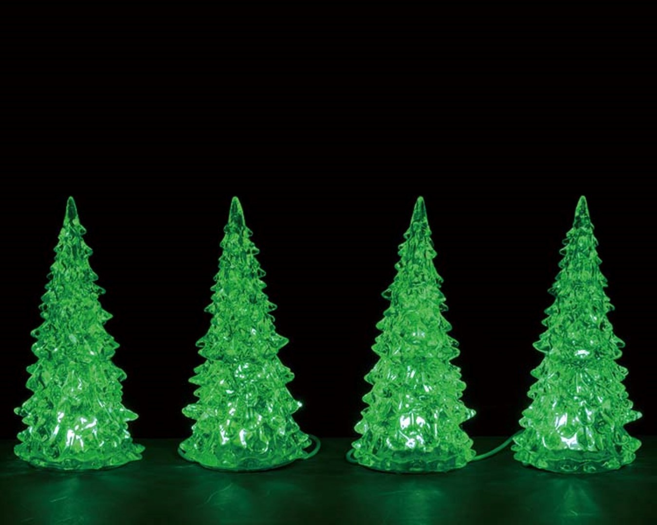 LEMAX Crystal lighted tree 3 color changeable small set of 4 4,5V - 