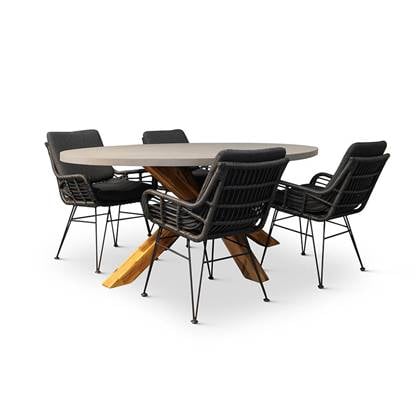 BUITEN living Livorno|Carlos Charcoal dining tuinset 5-delig |